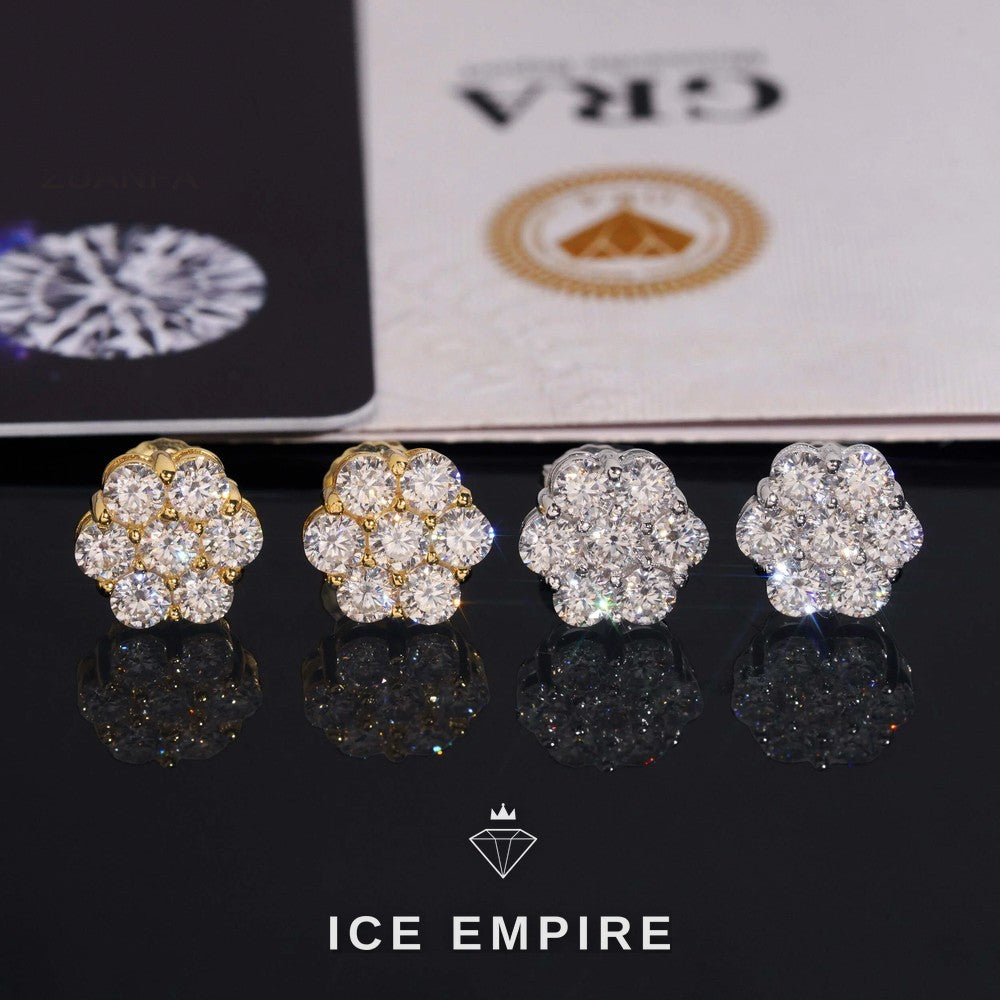 Iced Out Cluster Rose Gold Plated Moissanite Earrings