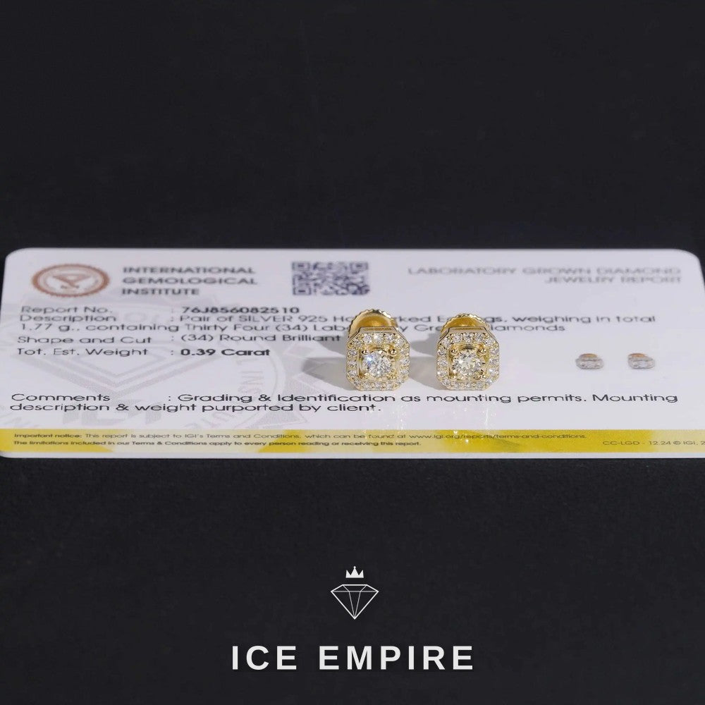 Iced Out Rose Gold Plated Lab Grown Diamond Stud Earrings