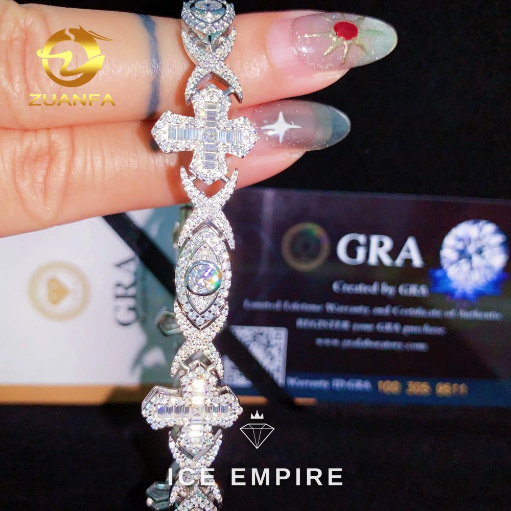 Iced Out Baguette Rose Gold Plated Moissanite Cuban Chain