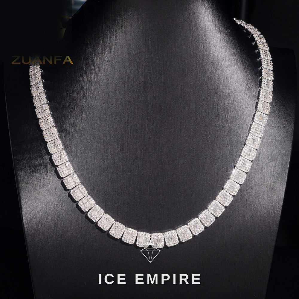 Iced Out Baguette Rose Gold Moissanite Cuban Chain