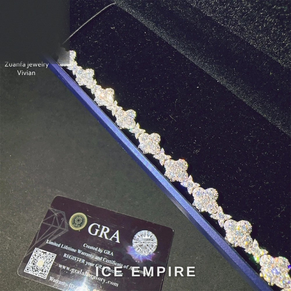 Iced Out 925 Silver Moissanite Cuban Chain