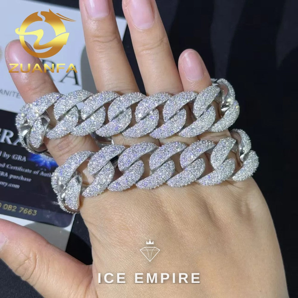 Iced Out 925 Silver Moissanite Cuban Chain