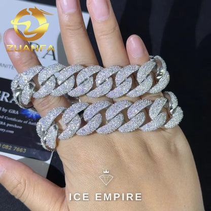 Iced Out 925 Silver Moissanite Cuban Chain
