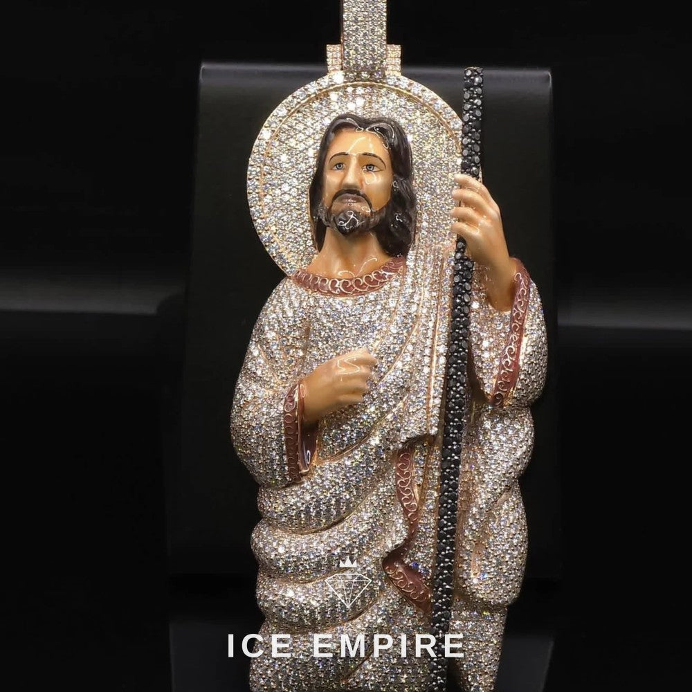 Iced Out Cross Gold Plated Moissanite Pendant