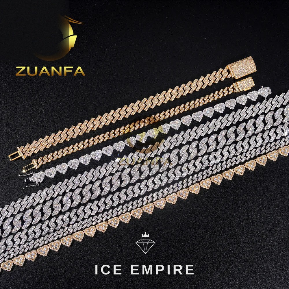 Iced Out 925 Silver Moissanite Cuban Chain