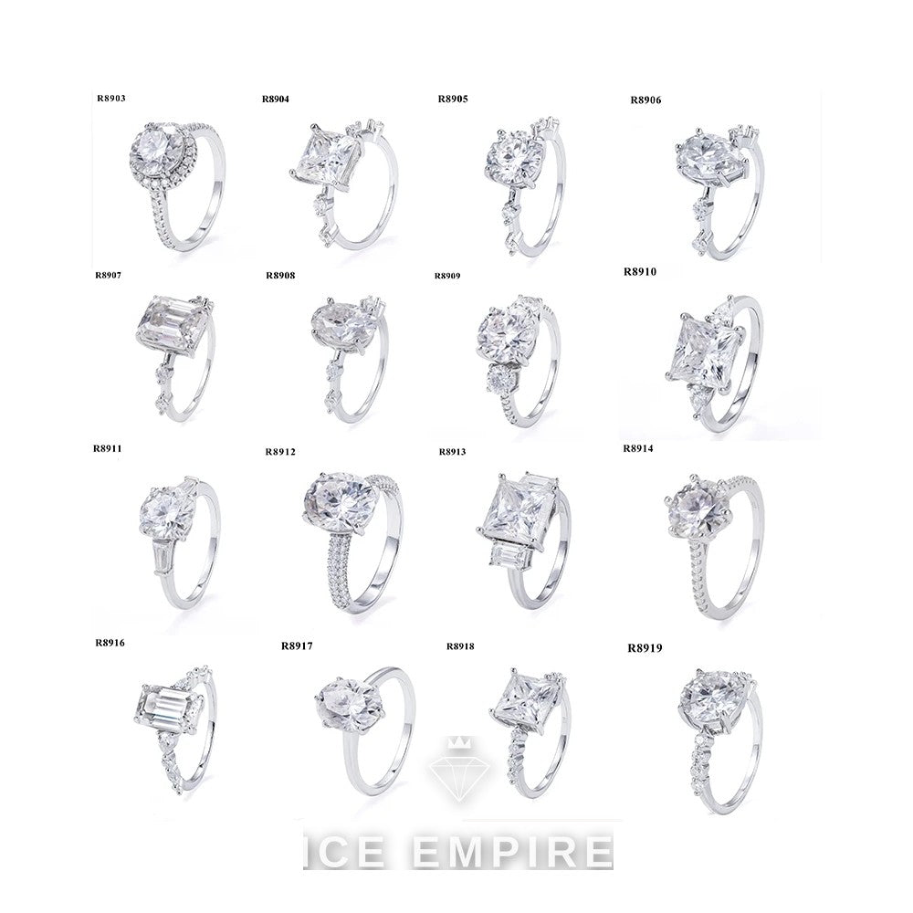 Iced Out 925 Silver Moissanite Engagement Ring
