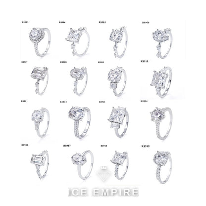 Iced Out 925 Silver Moissanite Engagement Ring