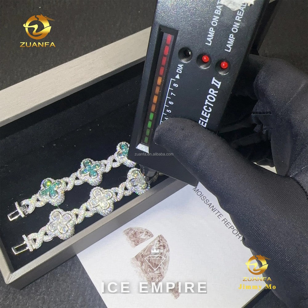 Iced Out 925 Silver Moissanite Cuban Chain