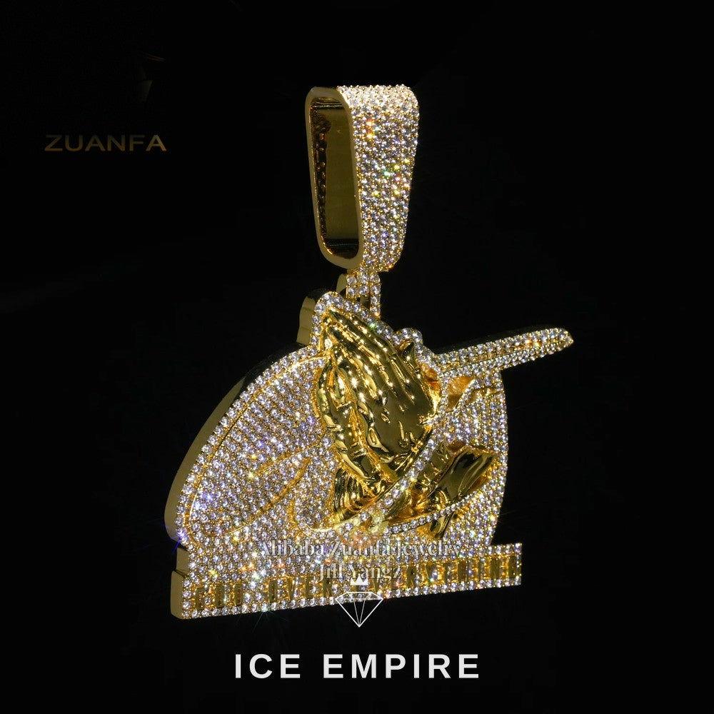 Iced Out Baguette 18K Gold Moissanite Pendant