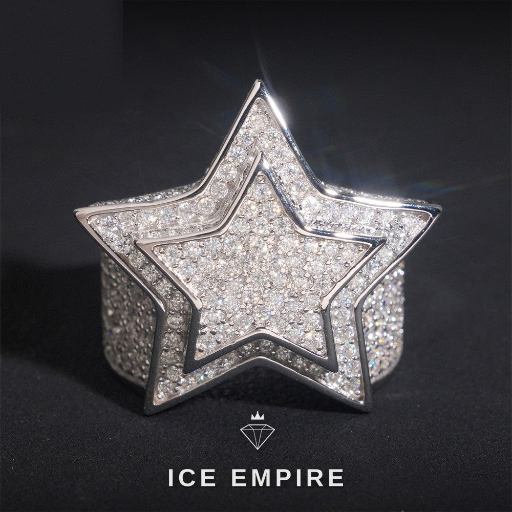 Iced Out 925 Silver Moissanite Ring