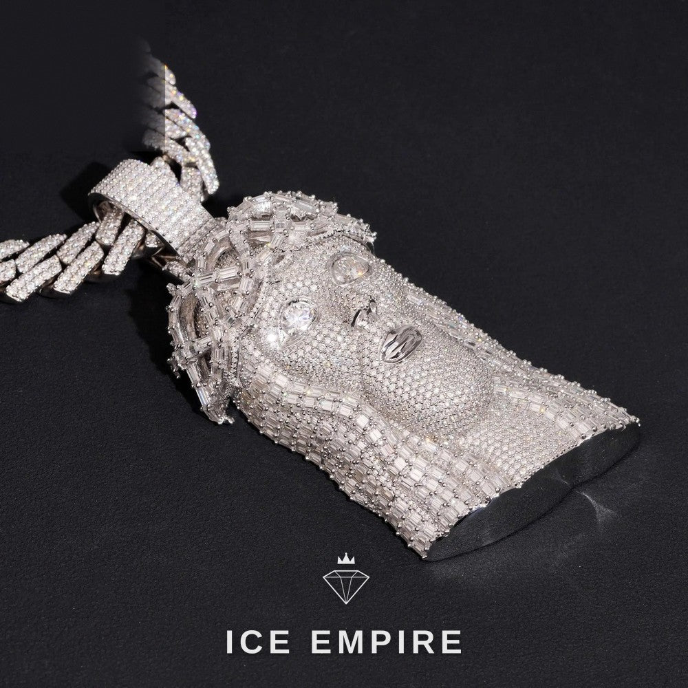 Iced Out Baguette 925 Silver Moissanite Pendant