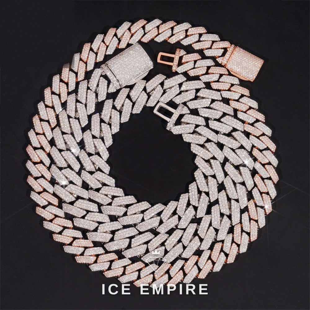 Iced Out Rose Gold Plated Moissanite Cuban Chain