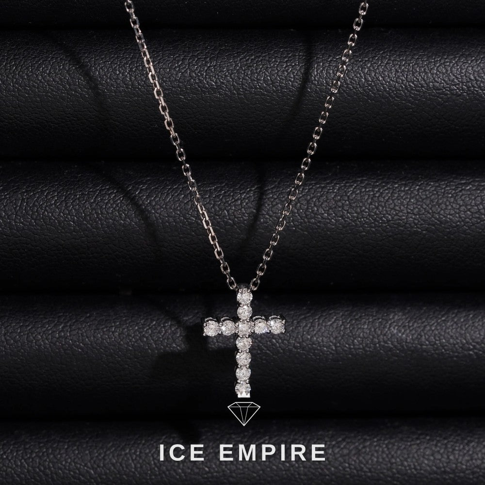 Iced Out Cross 10K Gold Lab Grown Diamond Chain
