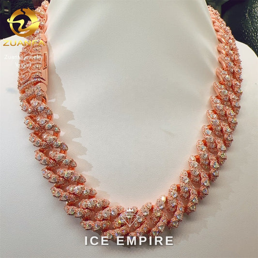 Iced Out Rose Gold Plated Moissanite Cuban Chain