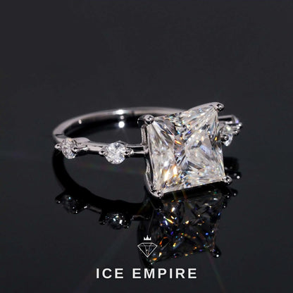 Iced Out 925 Silver Moissanite Engagement Ring