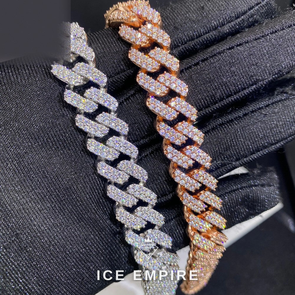 Iced Out Rose Gold Moissanite Cuban Chain