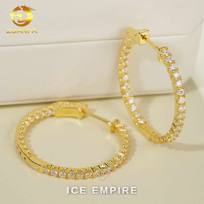 Iced Out Gold Plated Moissanite Hoop Earrings