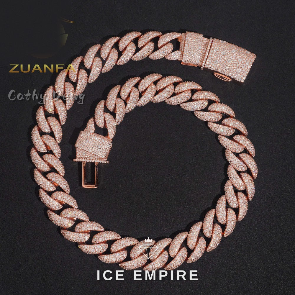 Iced Out Rose Gold Plated Moissanite Cuban Chain