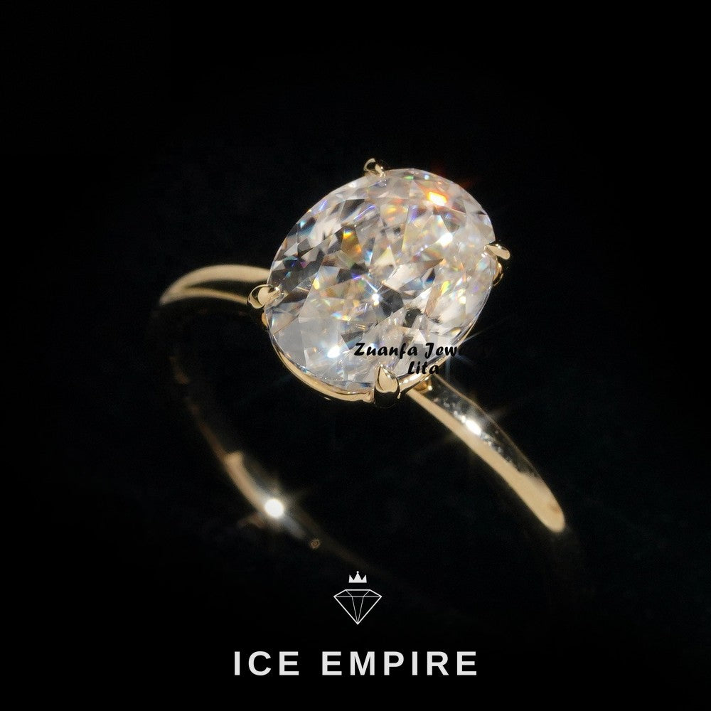 Iced Out Rose Gold Plated Moissanite Engagement Ring