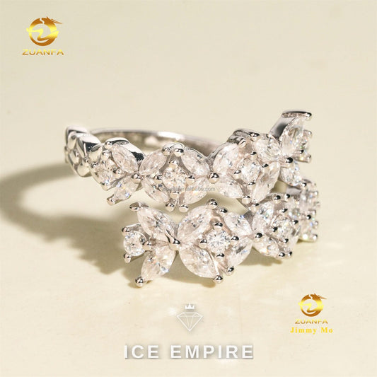 Iced Out 925 Silver Moissanite Ring