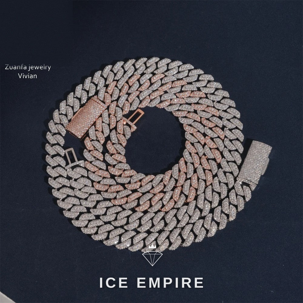 Iced Out Rose Gold Plated Moissanite Cuban Chain