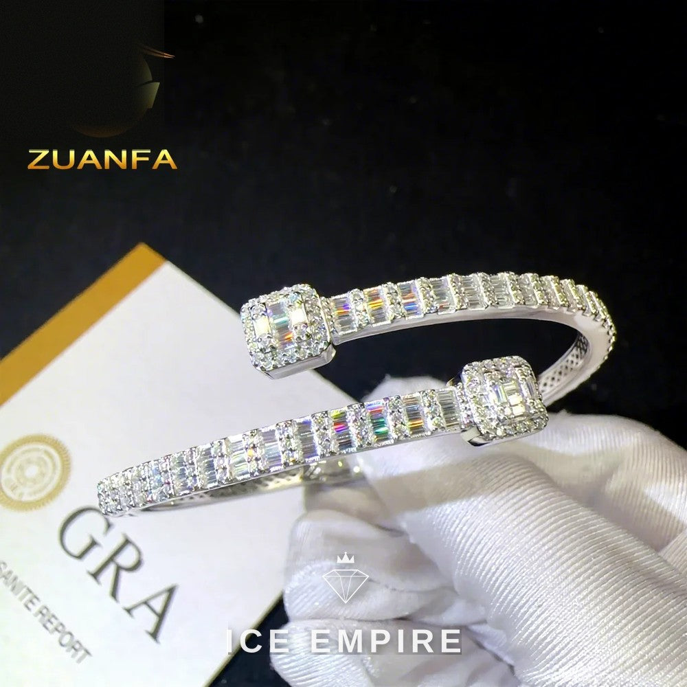 Iced Out Baguette Rose Gold Plated Moissanite Bracelet