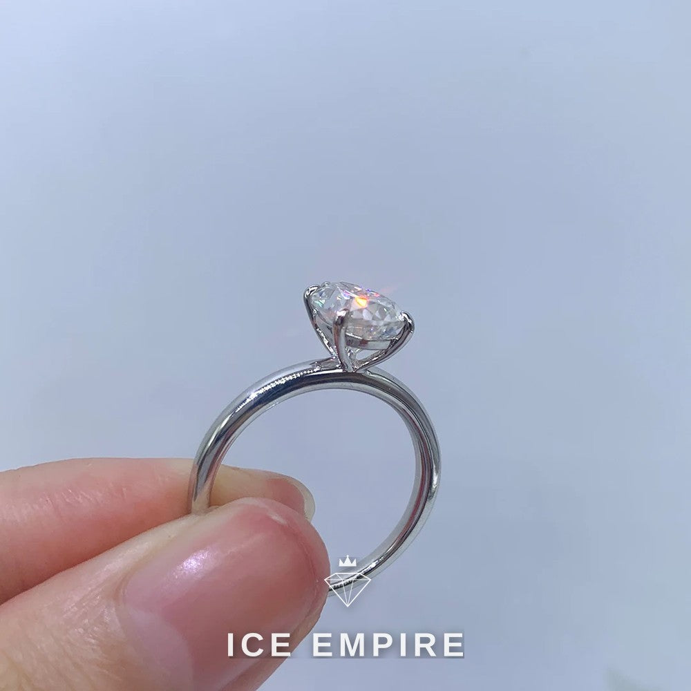 Iced Out 925 Silver Moissanite Engagement Ring