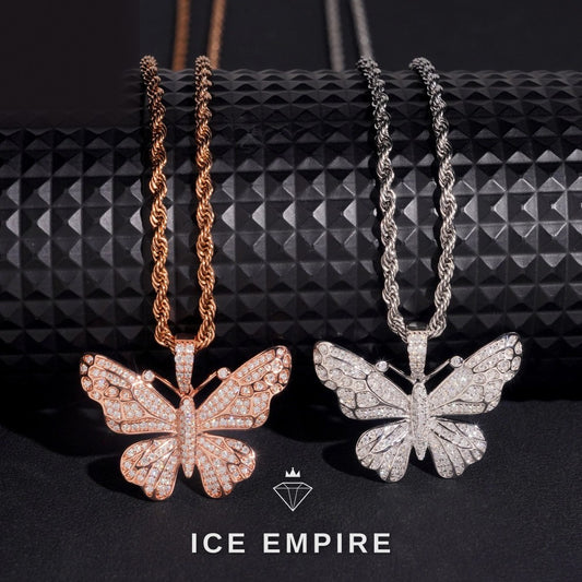 Iced Out Butterfly 925 Silver Moissanite Pendant