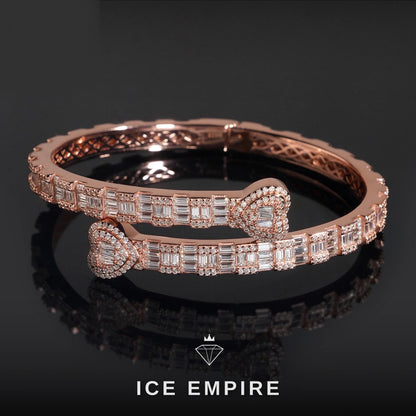 Iced Out Heart Rose Gold Plated Moissanite Bracelet