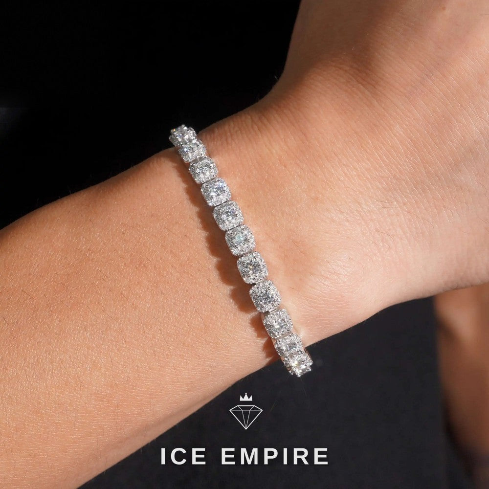 Iced Out Cluster Gold Plated Moissanite Cuban Chain