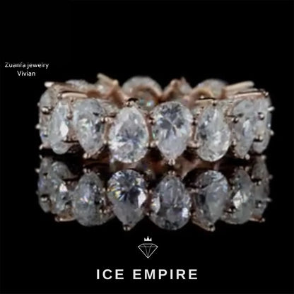 Iced Out 925 Silver Moissanite Ring