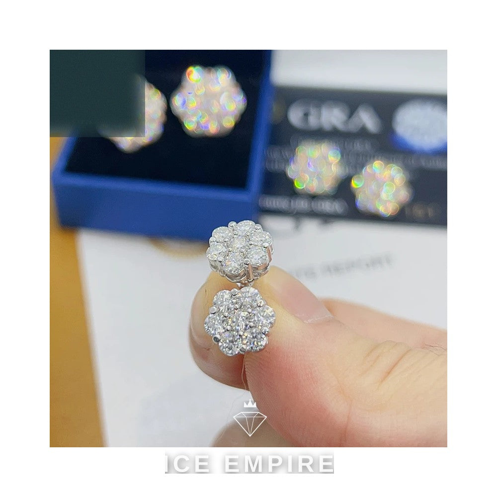 Iced Out 18K Gold Moissanite Stud Earrings
