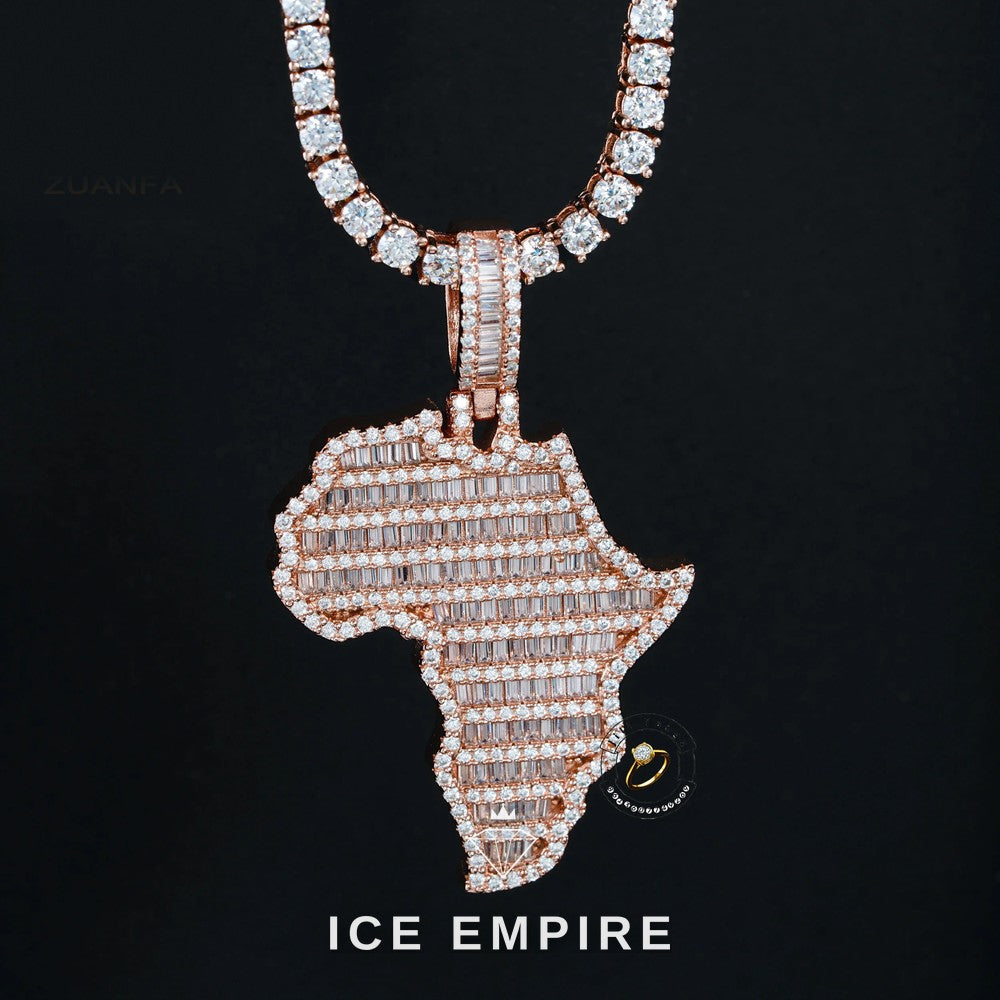 Iced Out Baguette 925 Silver Pendant