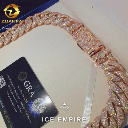 Iced Out Rose Gold Plated Moissanite Cuban Chain