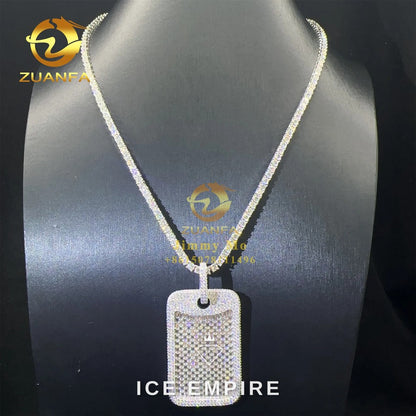 Iced Out Baguette 925 Silver Pendant