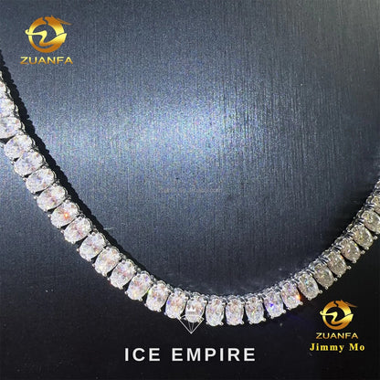 Iced Out Cluster 925 Silver Moissanite Cuban Chain