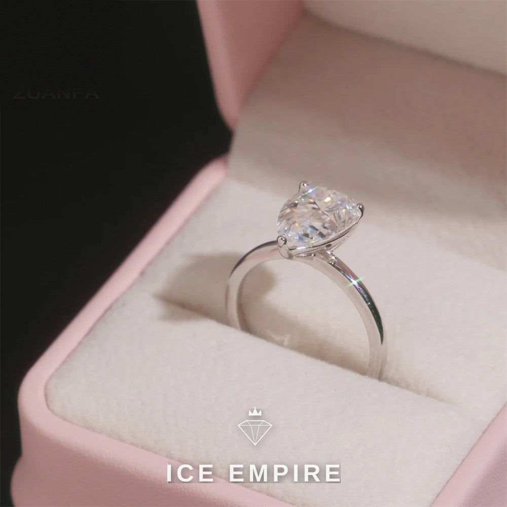 Iced Out 925 Silver Moissanite Engagement Ring