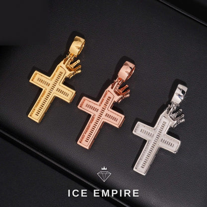 Iced Out Cross Rose Gold Moissanite Pendant