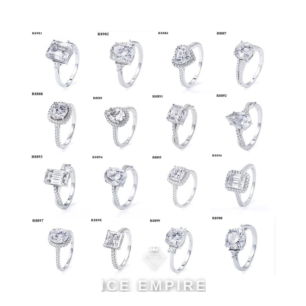 Iced Out 925 Silver Moissanite Engagement Ring