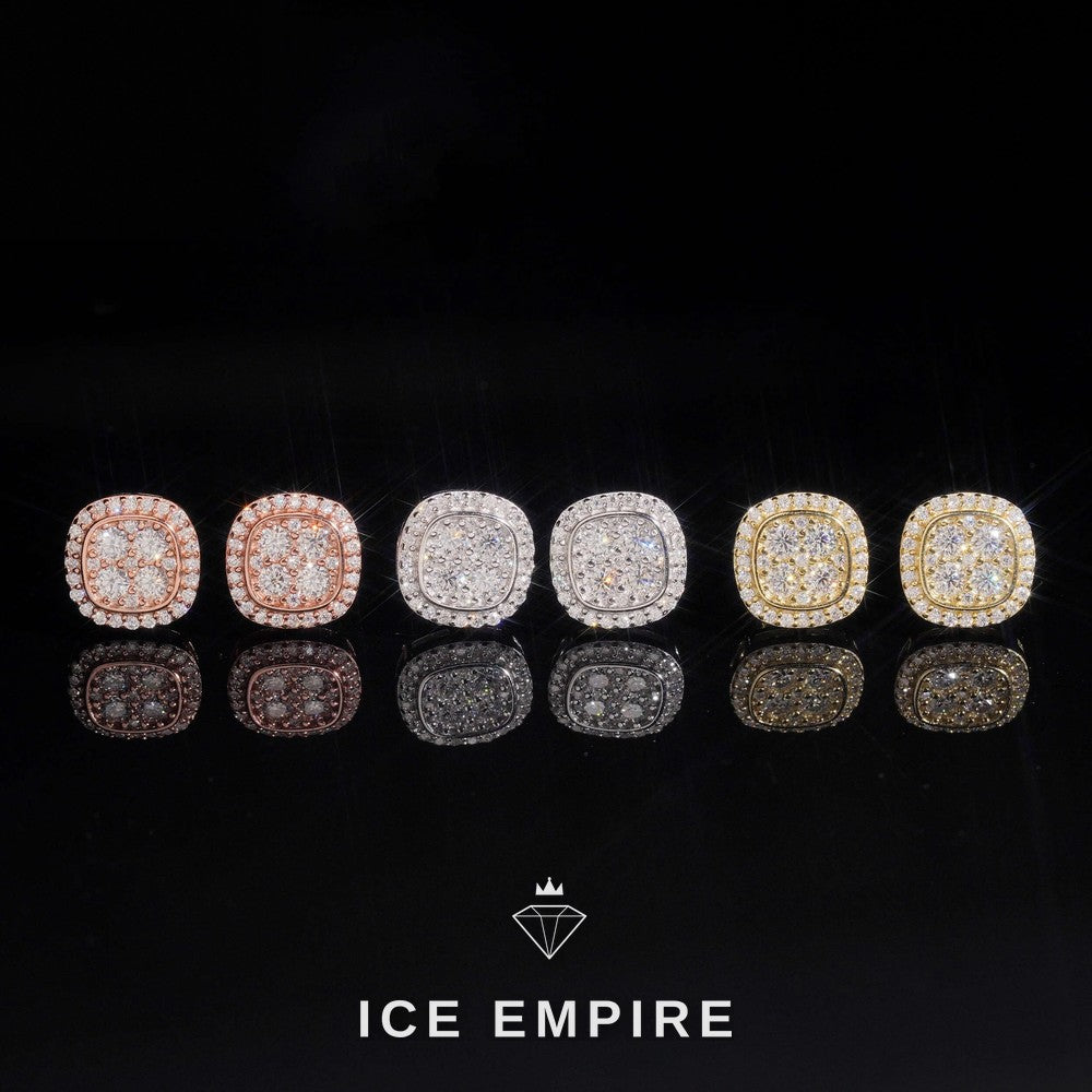 Iced Out Rose Gold Plated Moissanite Stud Earrings