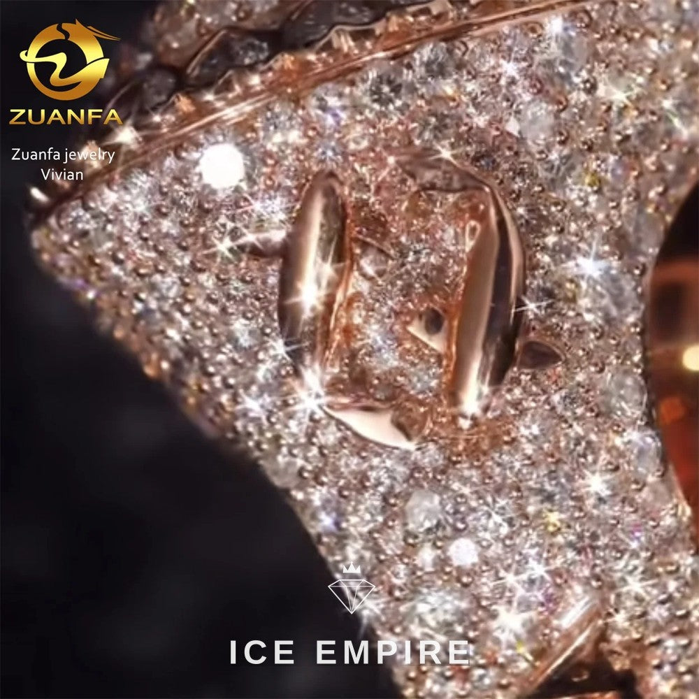 Iced Out Rose Gold Plated Moissanite Ring