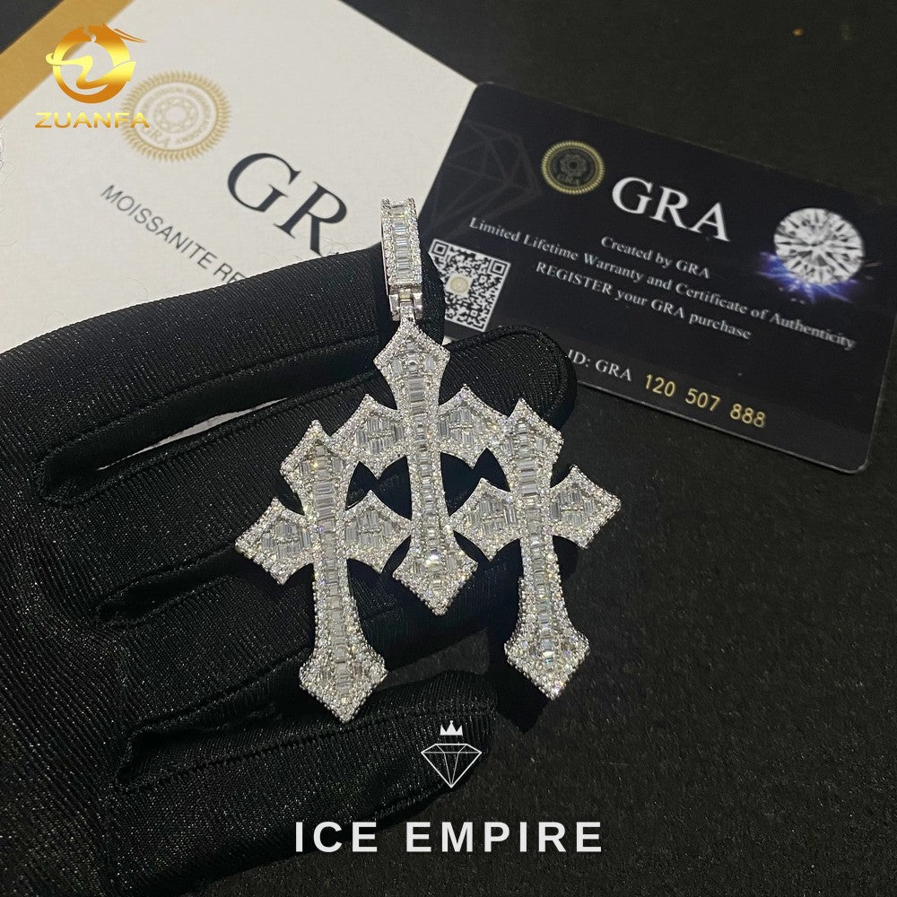 Iced Out Baguette Rose Gold Plated Moissanite Pendant