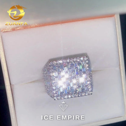 Iced Out Baguette 925 Silver Moissanite Ring