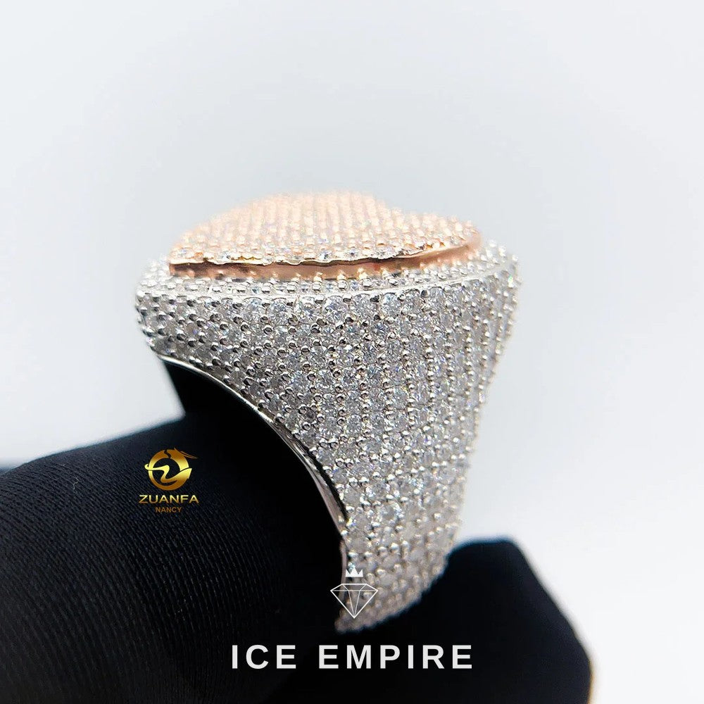 Iced Out Heart Rose Gold Plated Moissanite Ring
