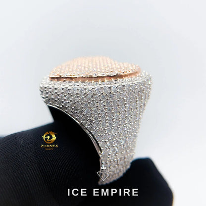 Iced Out Heart Rose Gold Plated Moissanite Ring