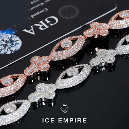 Iced Out Cross Rose Gold Plated Moissanite Cuban Chain