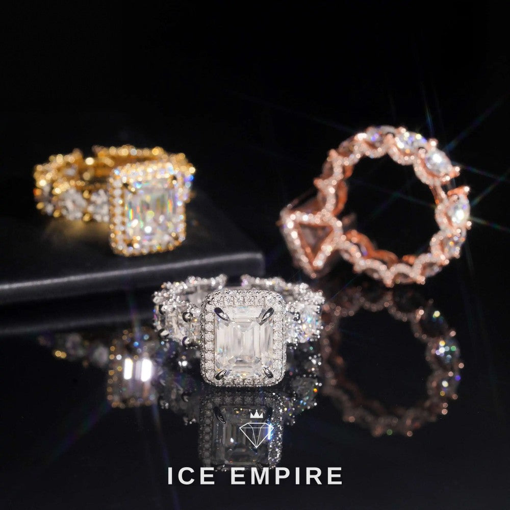Iced Out 925 Silver Moissanite Engagement Ring