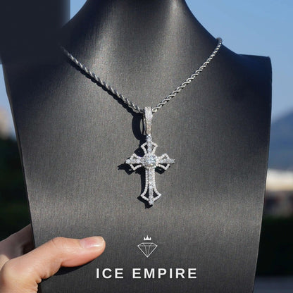 Iced Out Cross 925 Silver Moissanite Pendant