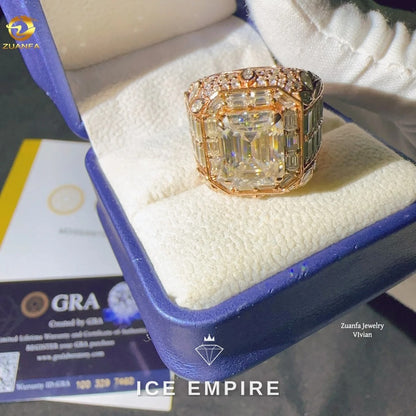 Iced Out 925 Silver Moissanite Ring