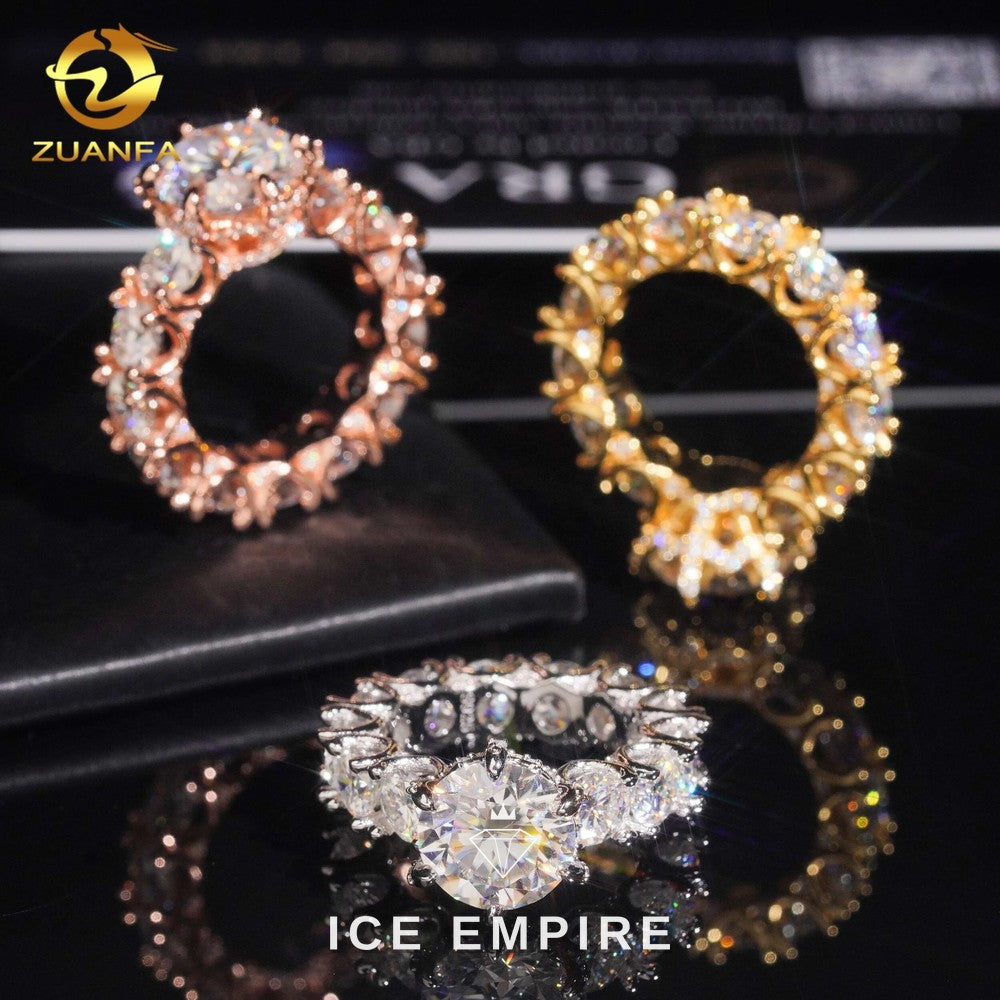 Iced Out Rose Gold Plated Moissanite Engagement Ring